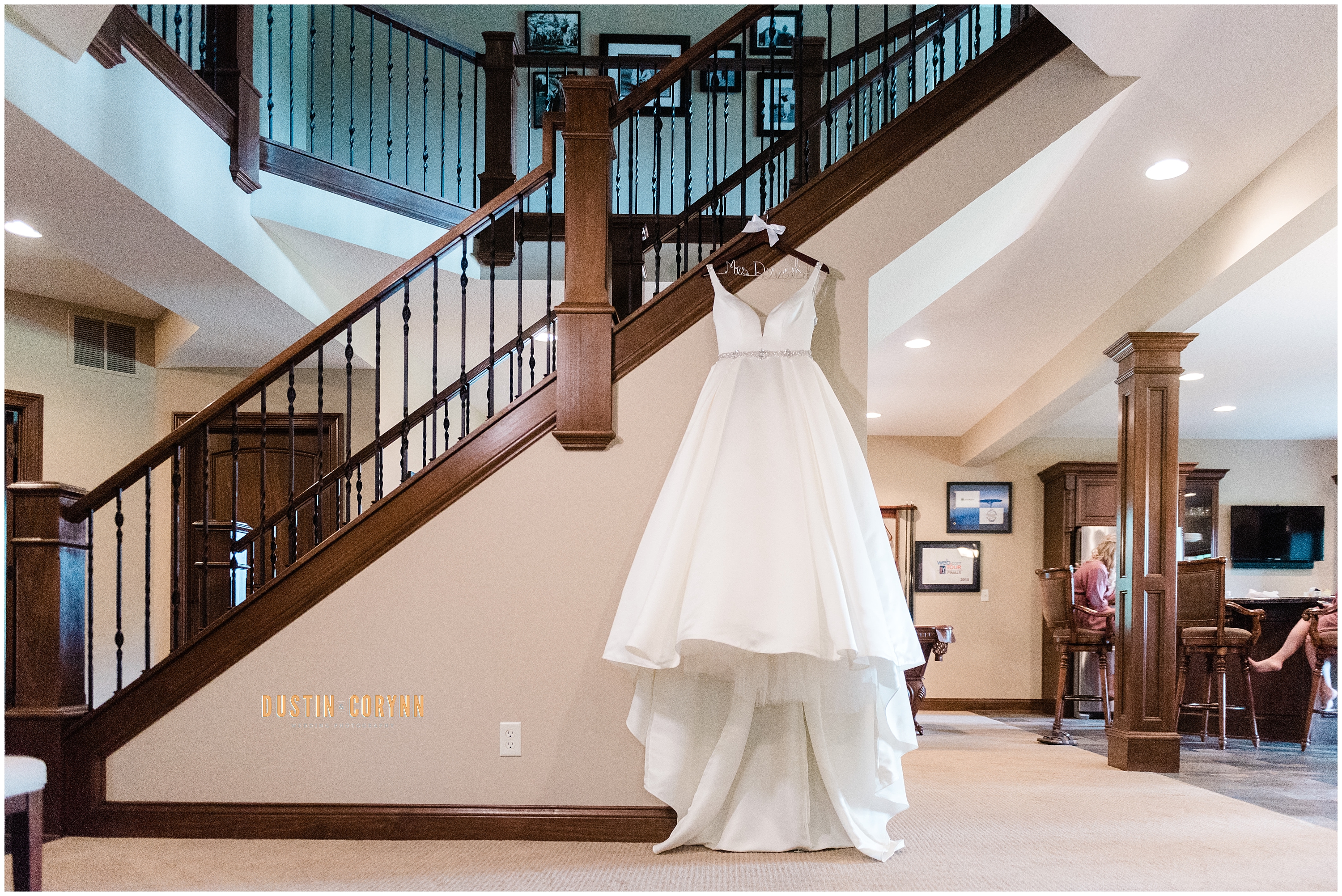 Fort Wayne wedding photographer captures detail shots of wedding dress at Sycamore Hills Golf Club Wedding 