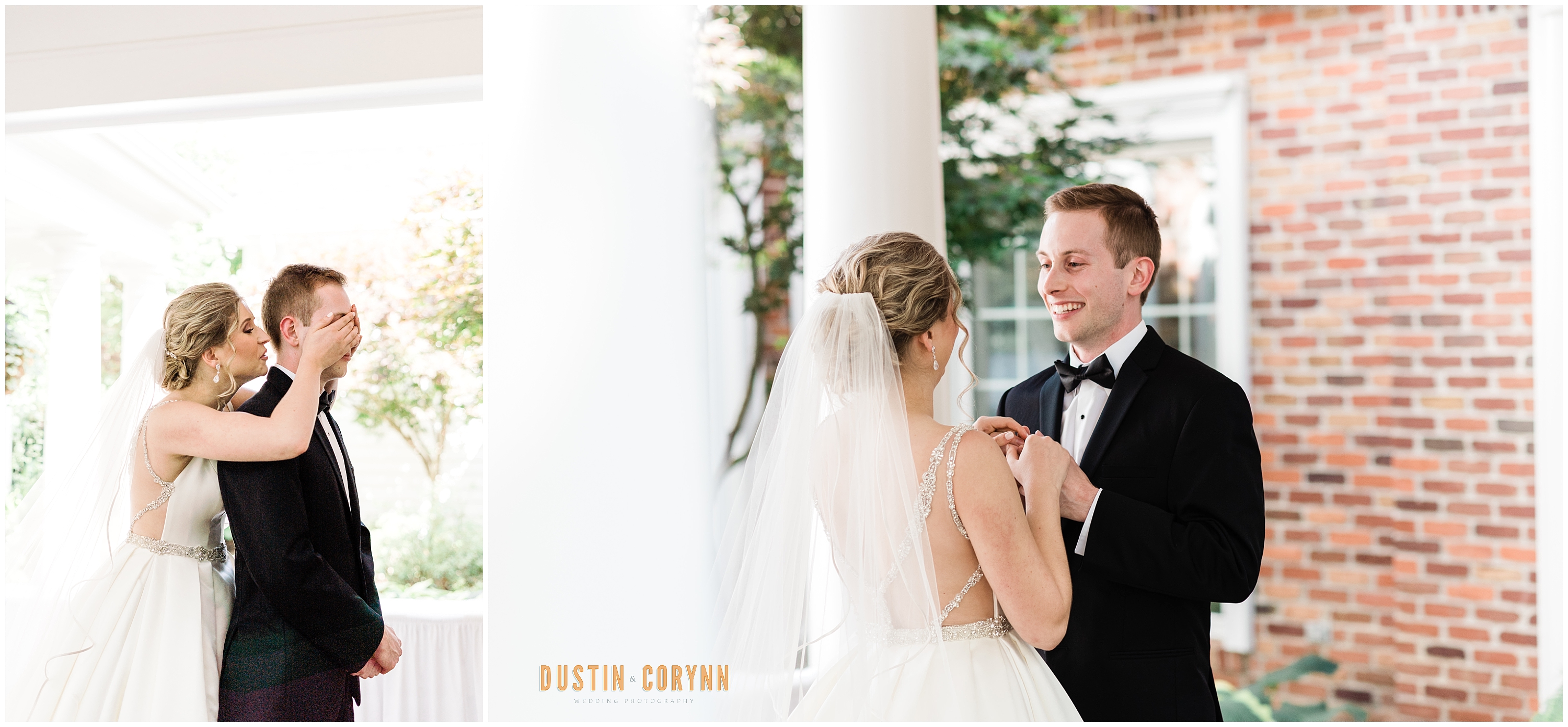 Fort Wayne wedding photographer captures bride and groom's first look before wedding ceremony