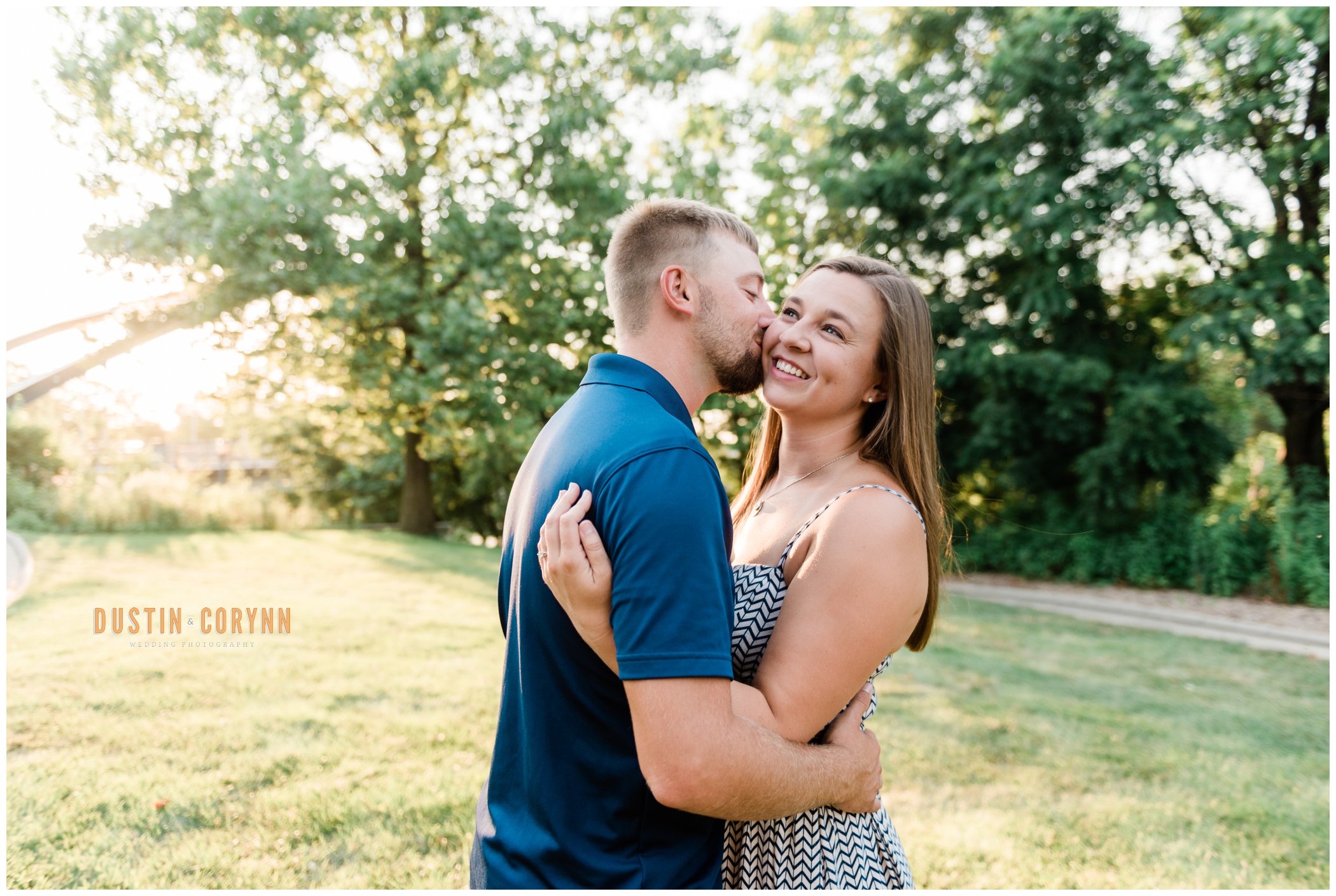 A Kiss on the Cheek at Three Rivers Engagement