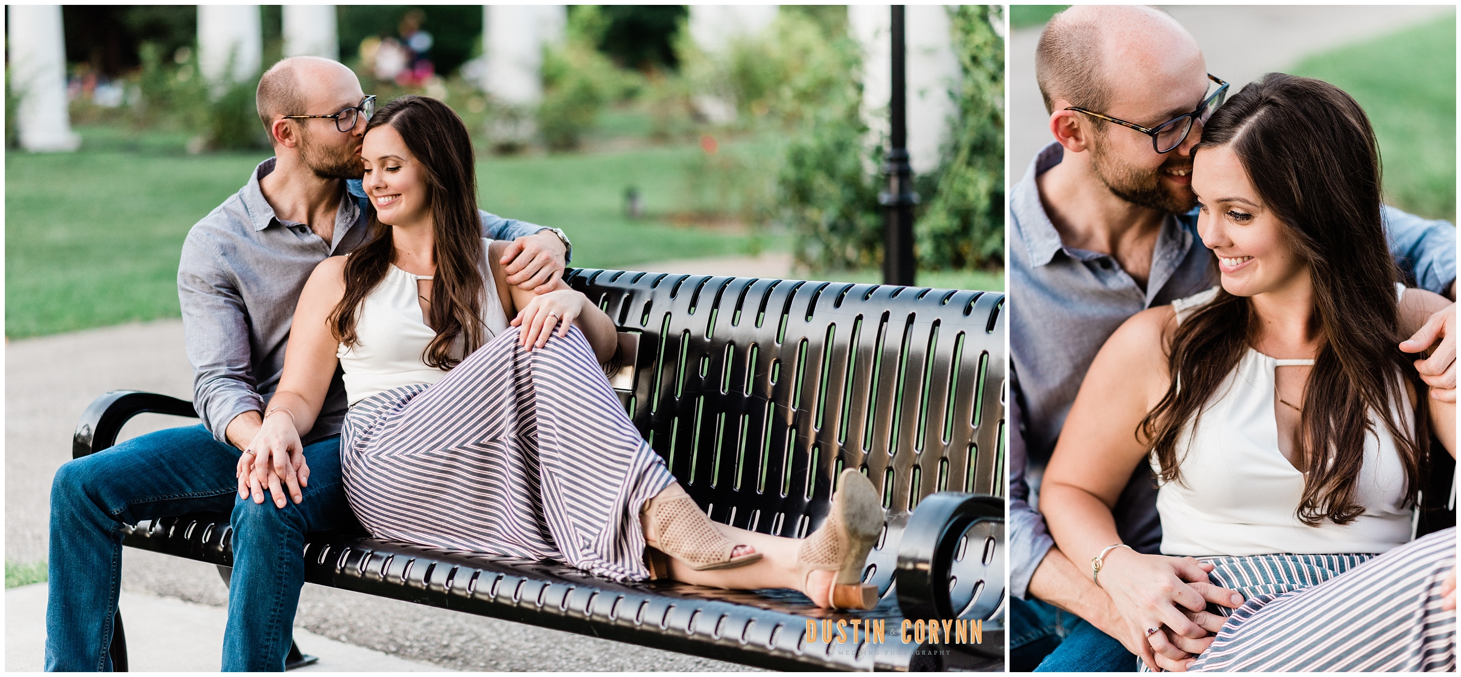 Couple at Lakeside Rose Gardens Engagement Session