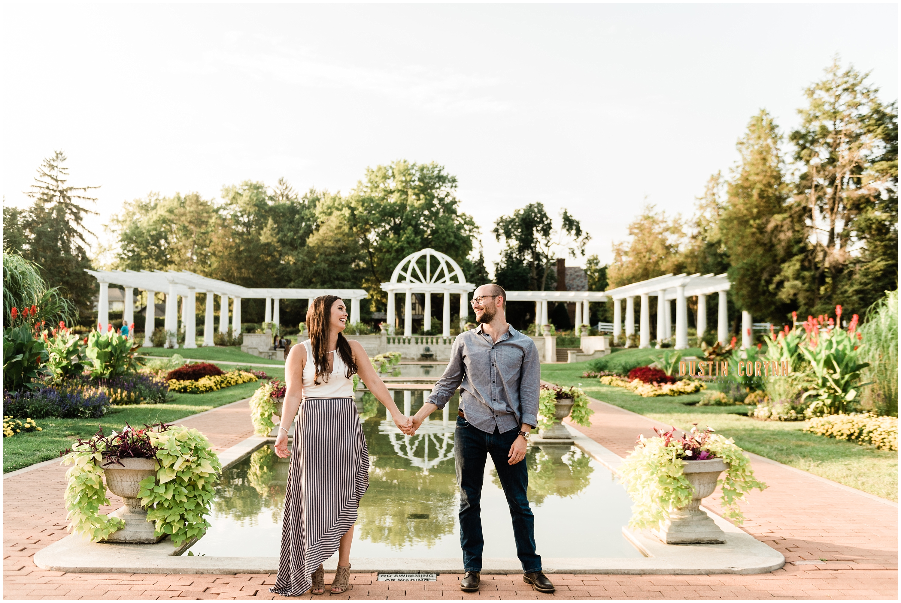 Couple at Lakeside Rose Gardens Engagement Session