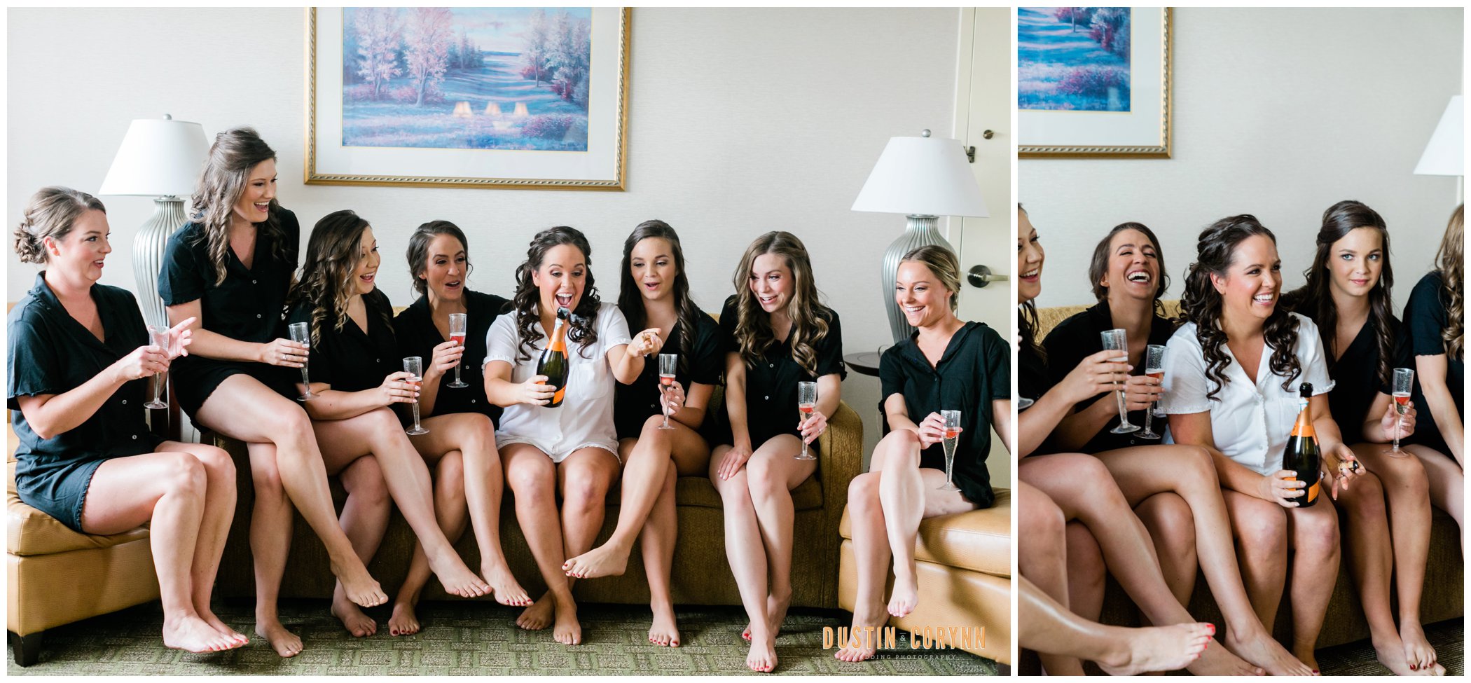 Champagne with Bridal Party at Grand Wayne Center Wedding