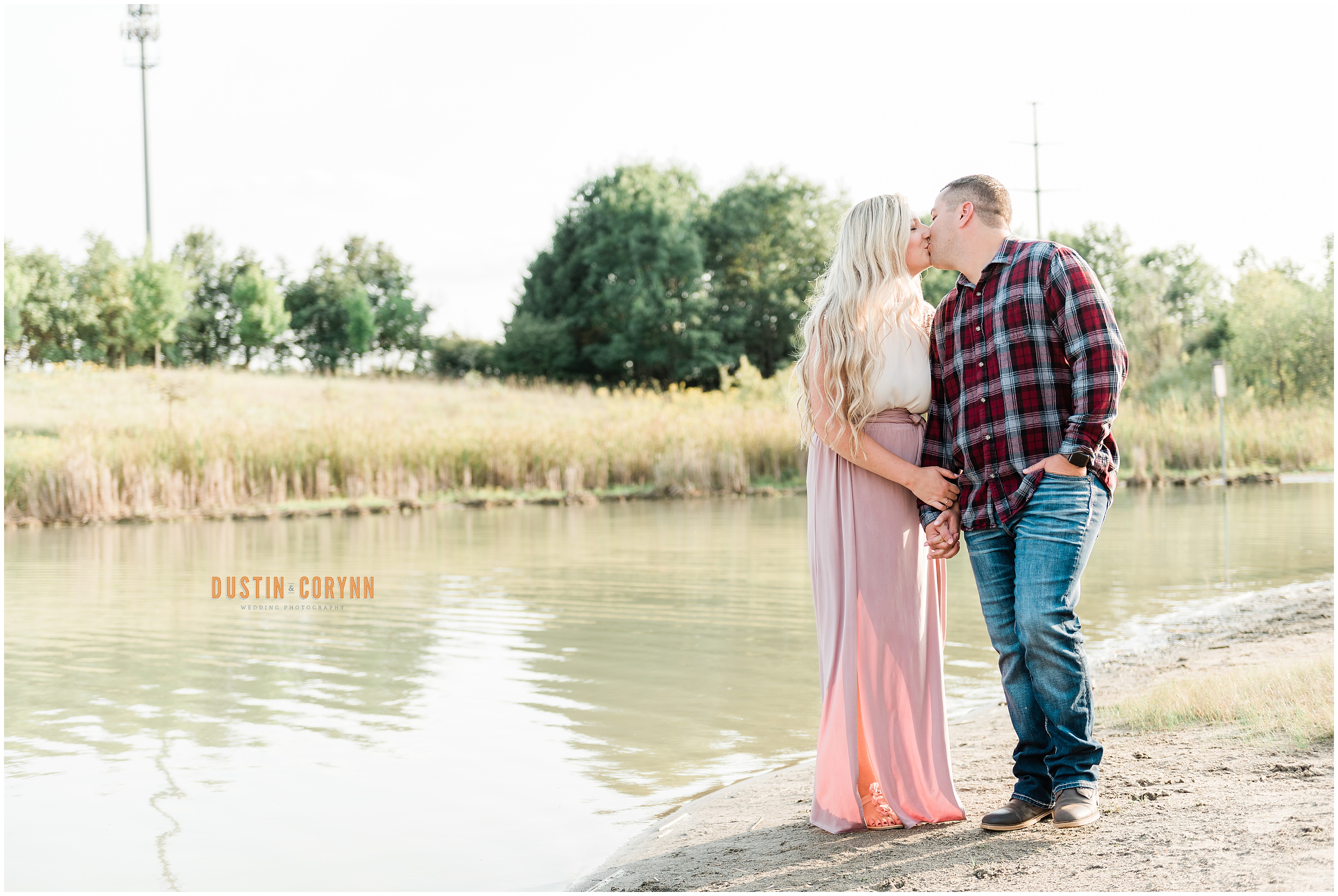 Couple Kissing by Pond