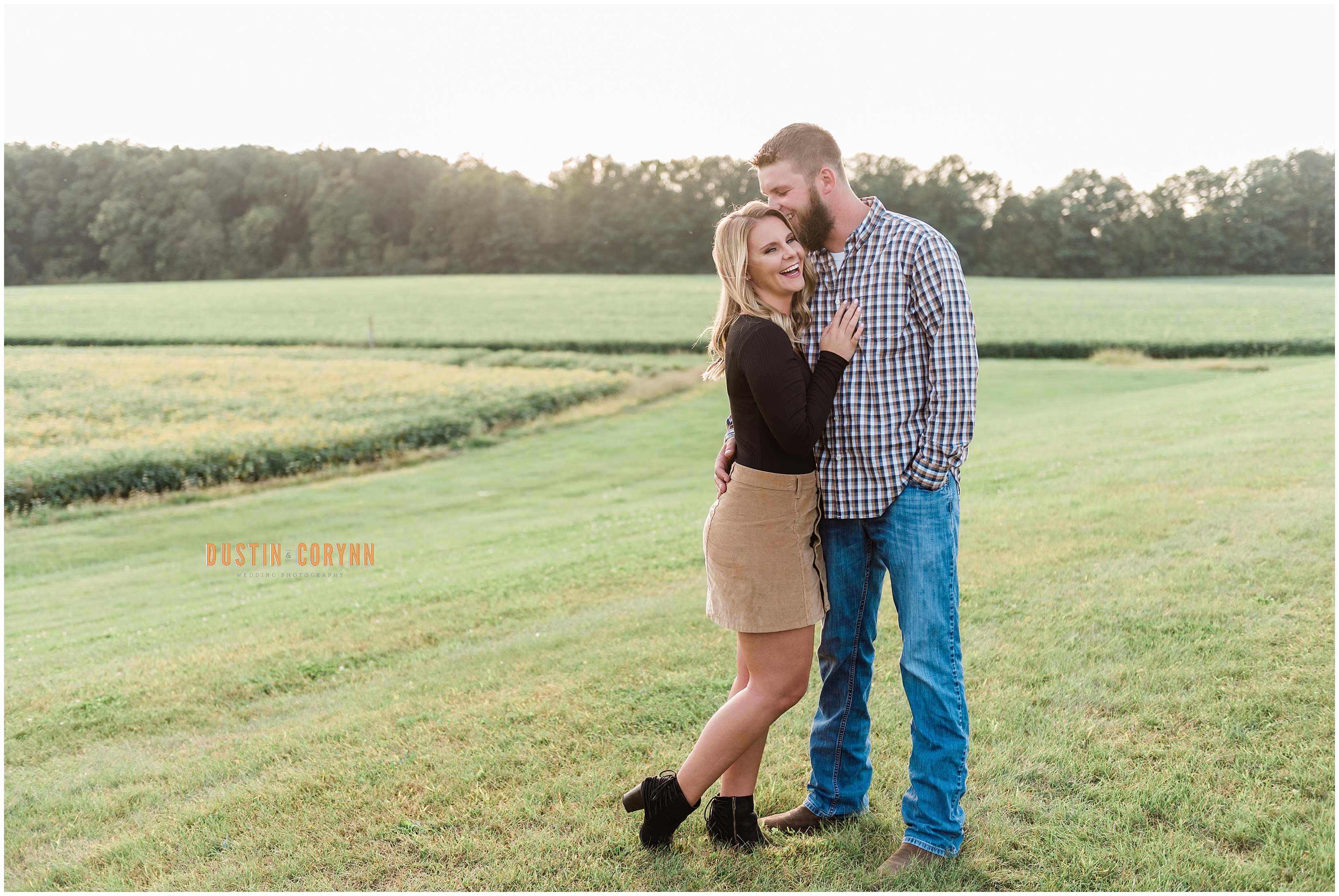 Couple at Family Farm Engagement