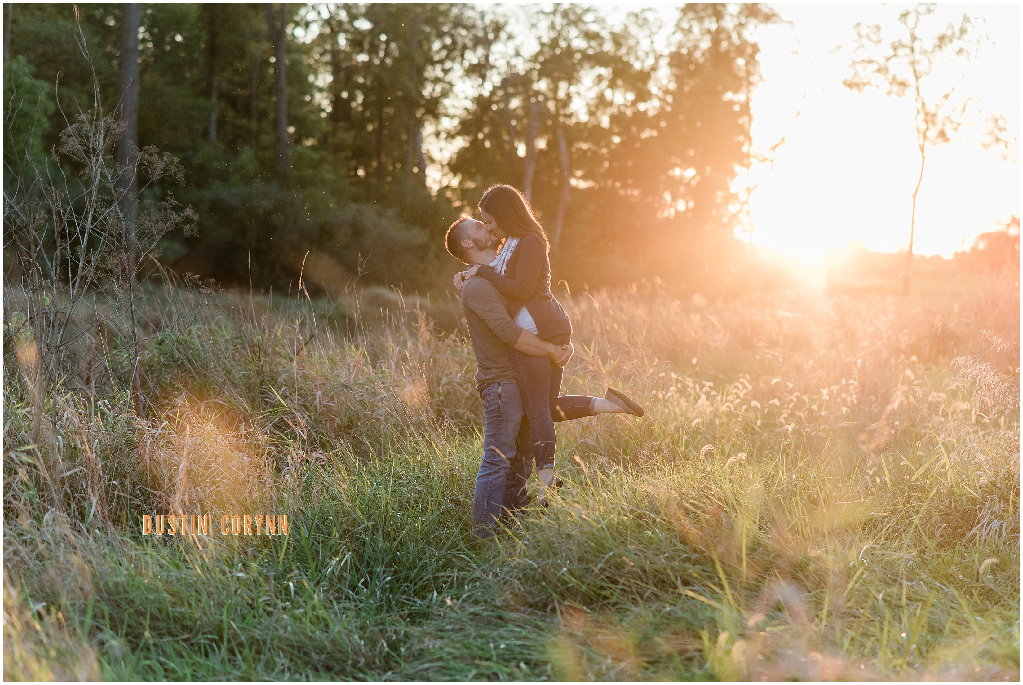 Couple Kissing at Home Engagement Session