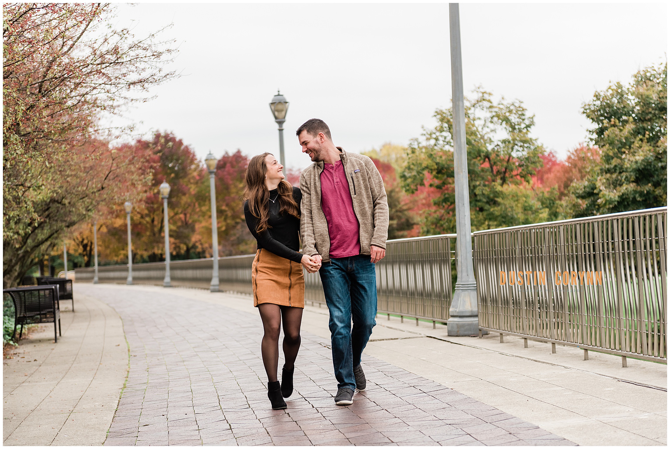 Engagement Photos in Downtown Fort Wayne at Headwaters Park