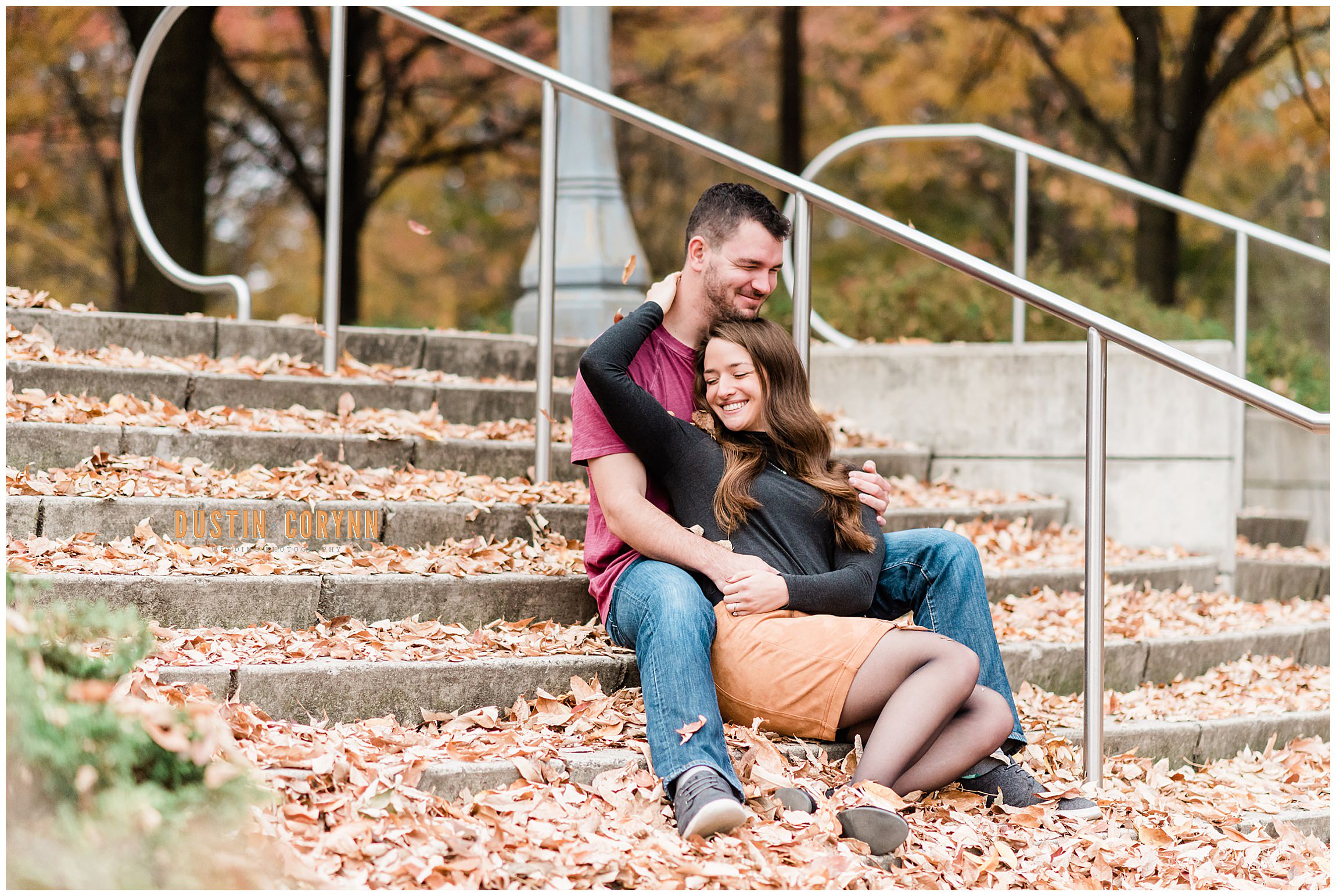 Autumn Day at Headwaters Park during Downtown Engagement Session