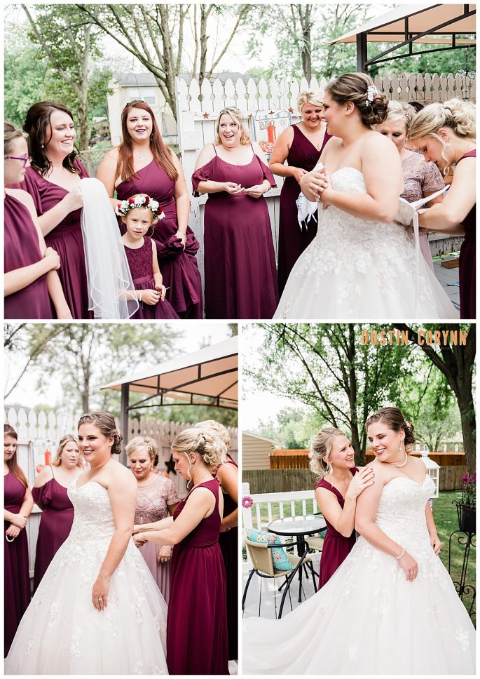 Fort Wayne wedding photographer captures bride with bridesmaids before wedding day