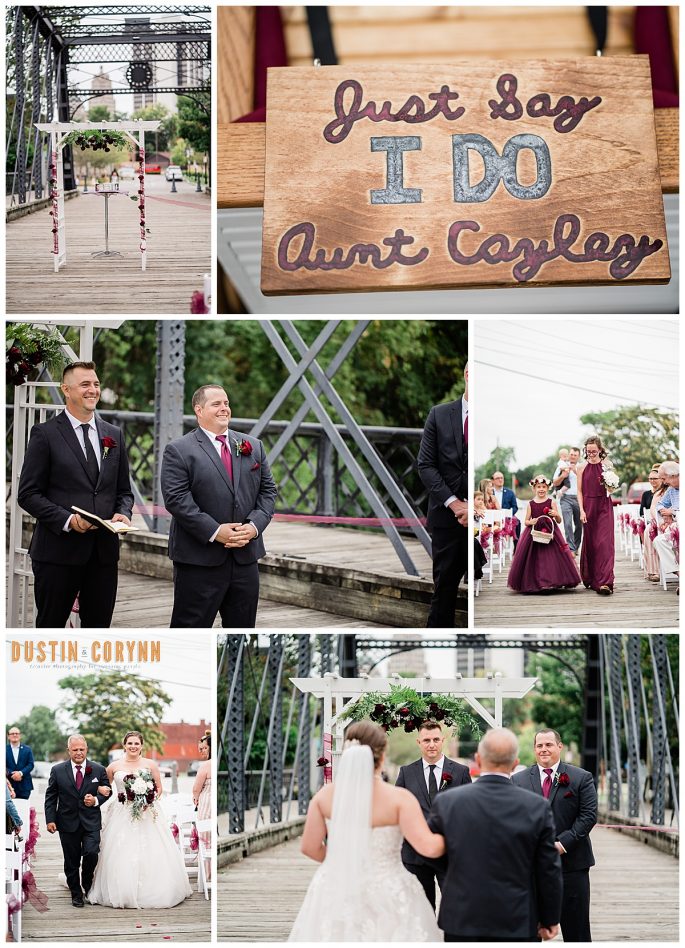 Fort Wayne wedding photographers capture wedding details and ceremony outdoors