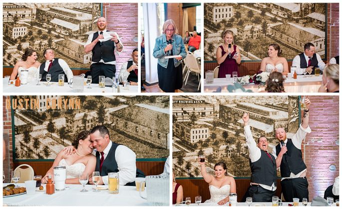 Fort Wayne wedding photographers capture speeches and toasts at Fort Wayne wedding reception