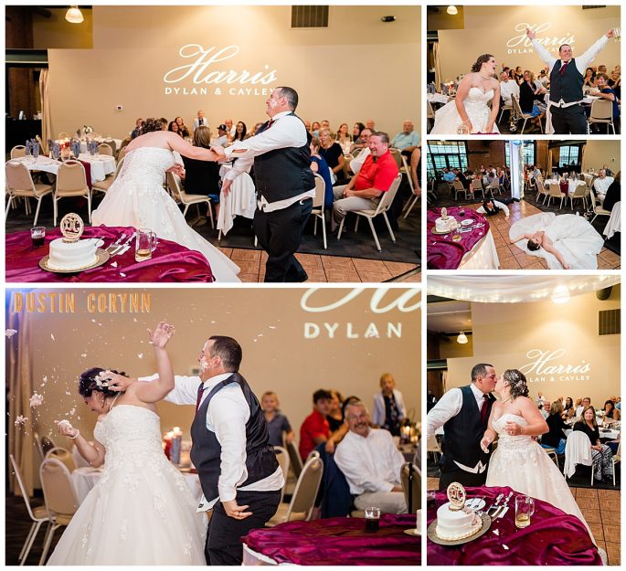 Fort Wayne wedding photographers capture bride and groom eating cake