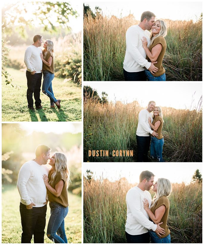 engagemtn photo outfit inspiration with Indiana couple in a golden field captured by the best Indianapolis wedding photographers