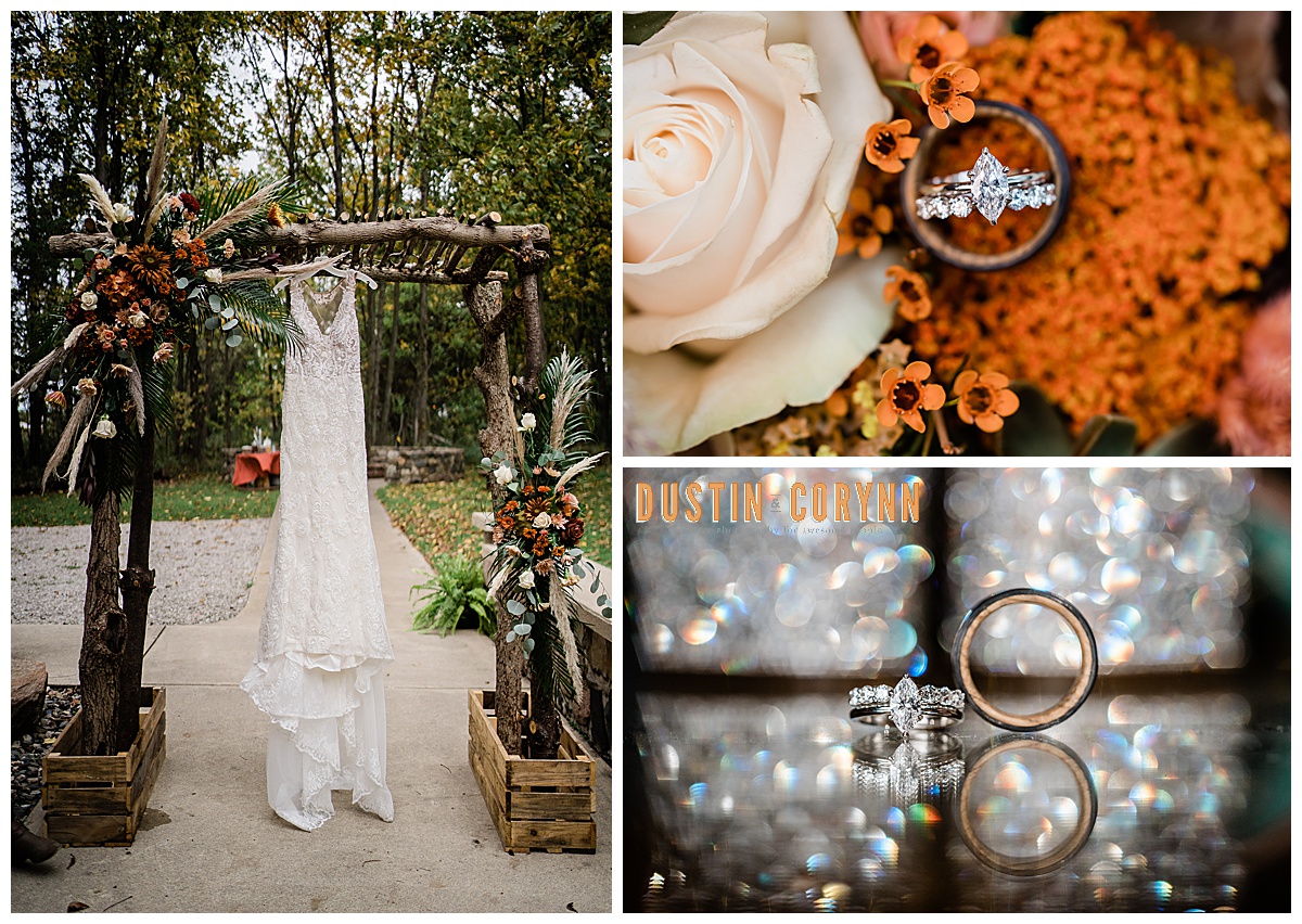 wedding details for a fall wedding in Fort Wayne captured by best Indiana wedding photographers