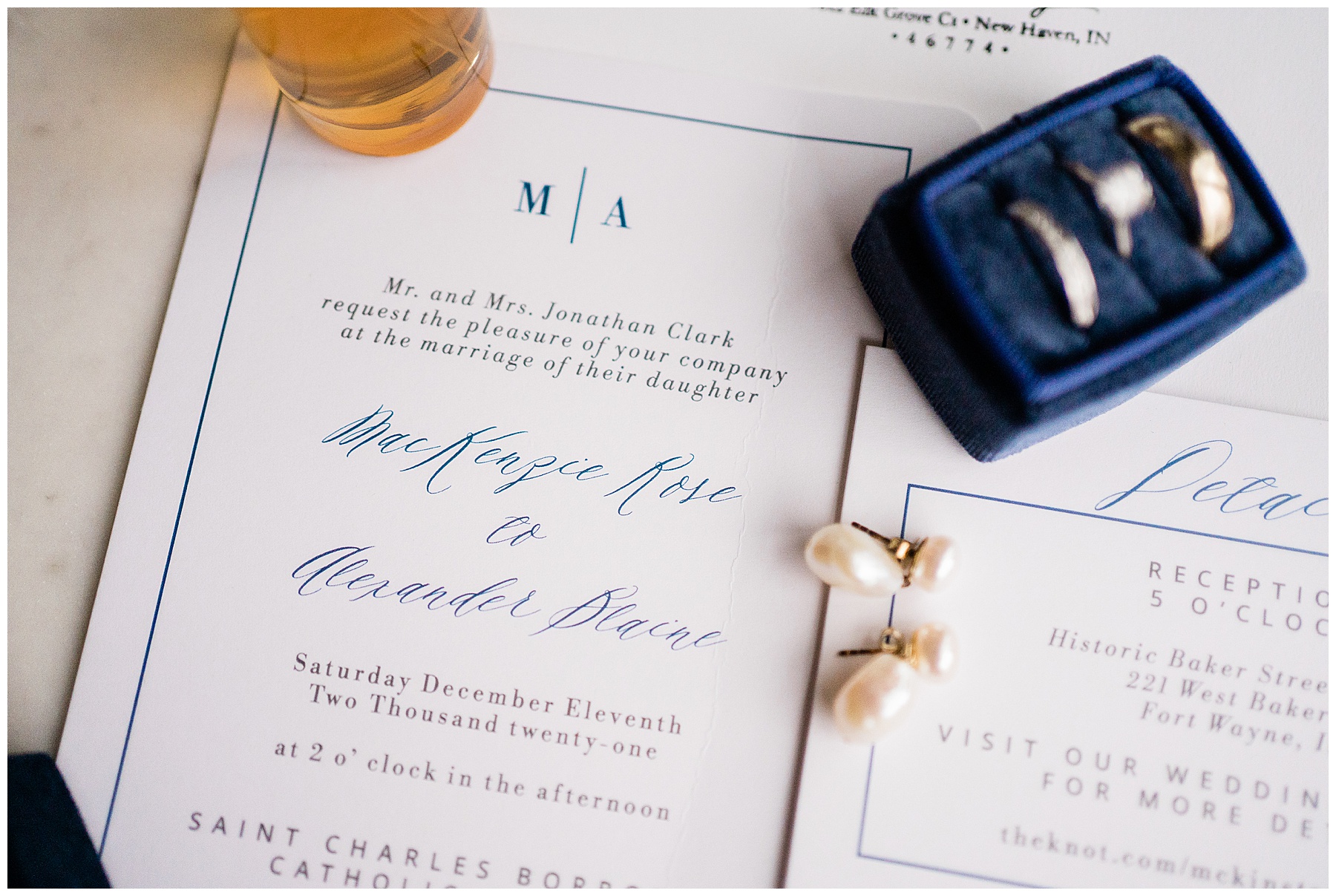 elegant navy and cream wedding invitation