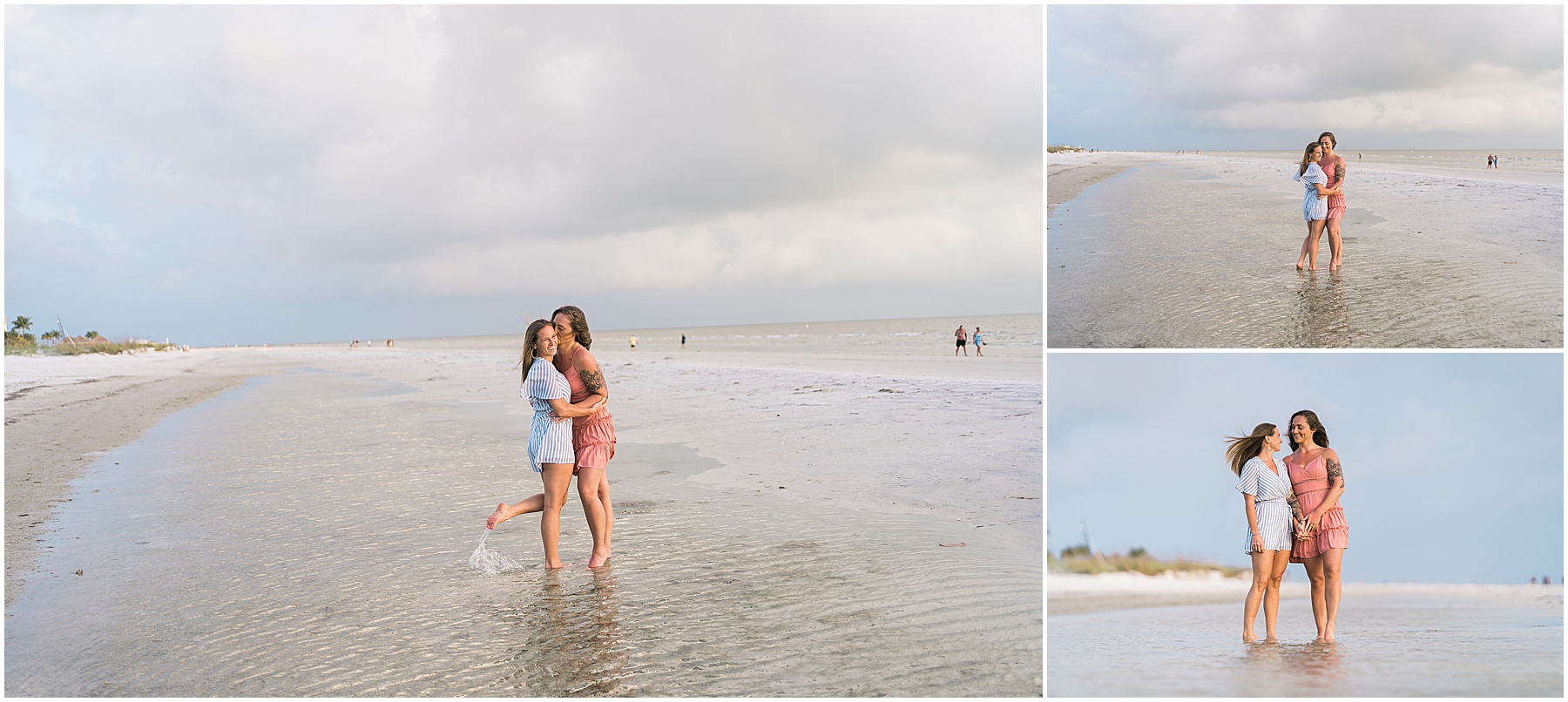 couple standing in the water during beach engagements in florida
