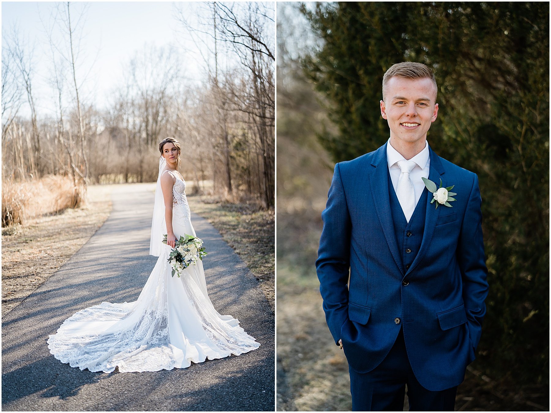 bride and groom individual portraits 