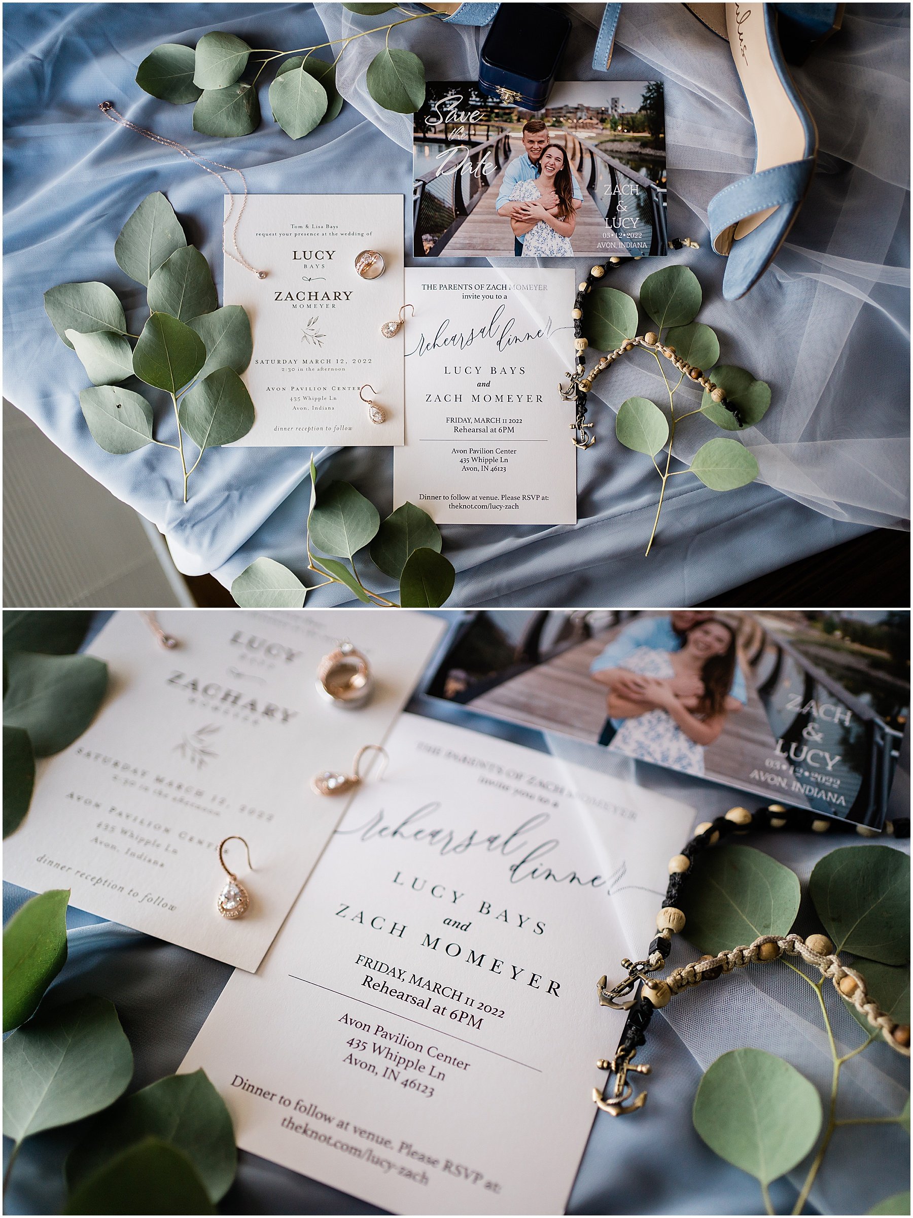 powder blue minimalistic chic Indianapolis wedding invitations