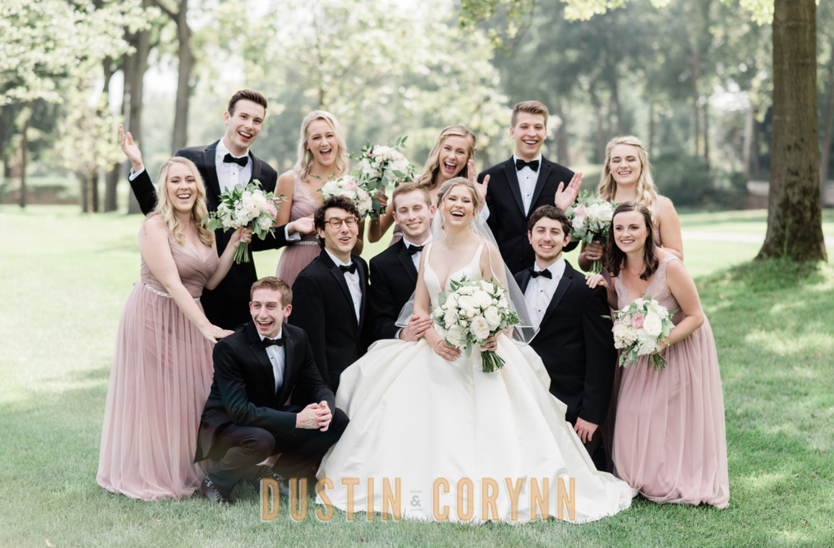 Fort Wayne wedding photographer captures bridal party laughing and having fun