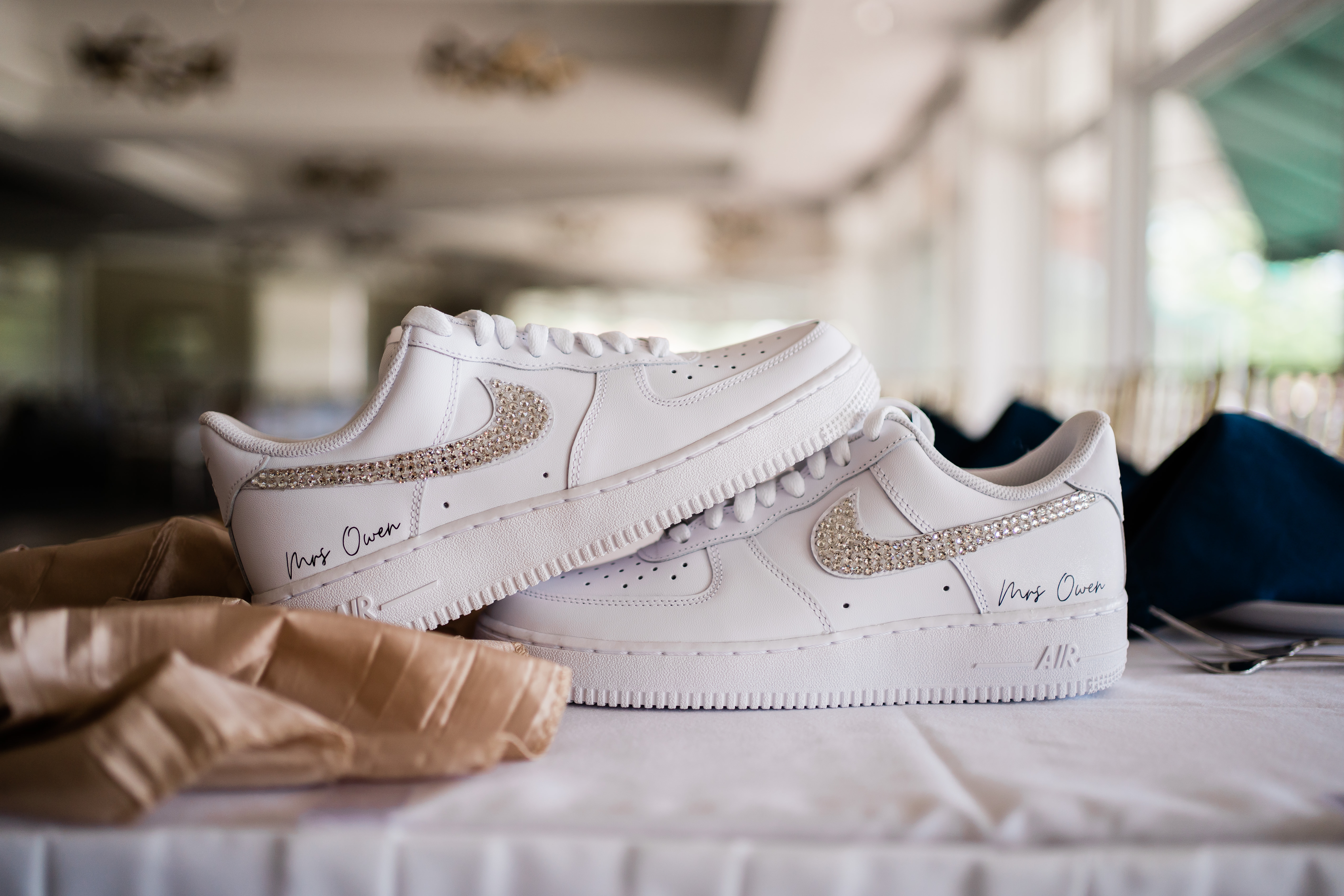 Fort Wayne wedding photographers capture Nike Air Force One's for bridal shoes