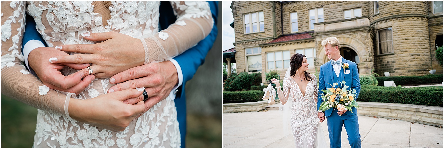 Fort Wayne wedding photographers capture close up bridal portraits after wedding ceremony
