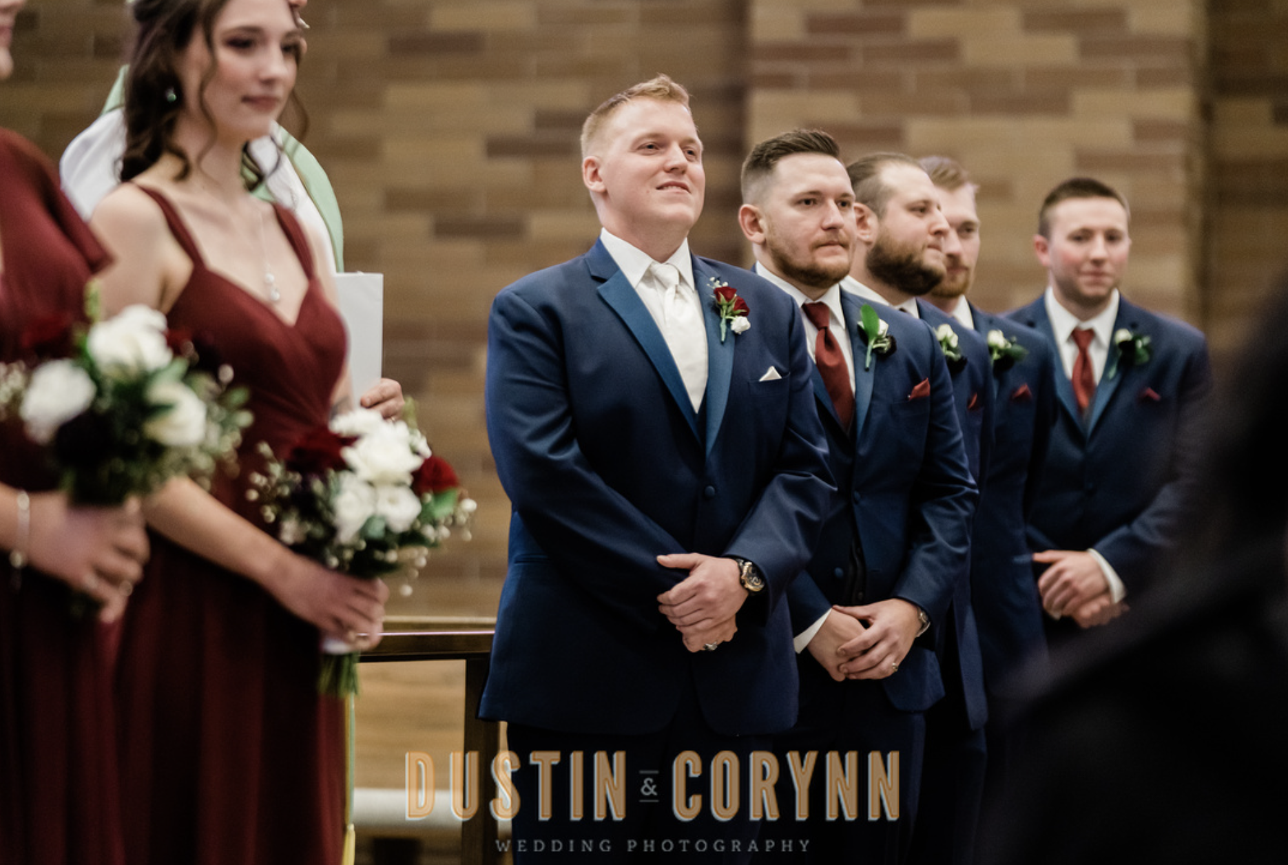 Fort Wayne wedding photographer captures groom standing waiting for bride to enter